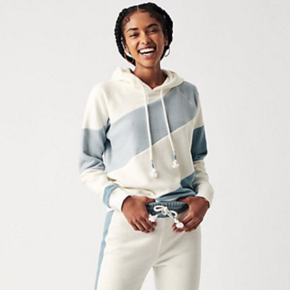 Faherty ripple stripe hoodie extra small XS sea breeze